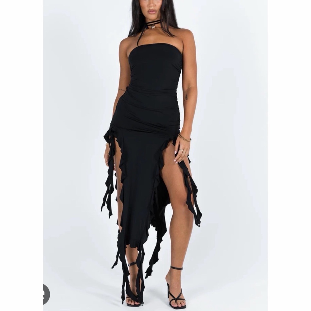 LIONESS RENDEZVOUS STRAPLESS DRESS BLACK